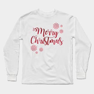 Merry Christmas Red Snowflake Long Sleeve T-Shirt